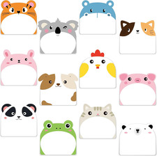 24 Pads Cute Sticky Notes Fun Kawaii Animal Sticky Notes Pads Bulk Cartoon Memo