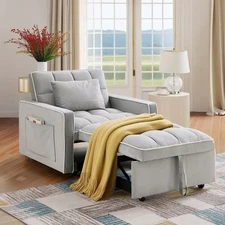 3-in-1 Convertible Chair Bed,Modern Single Pull Out Couch for Living Room