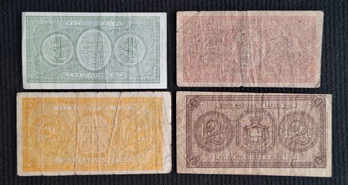 Numismatica 4 Banconote Regno d’Italia 1 LIRA e 2 LIRE 1914 e 1944 - Foto 2 di 2