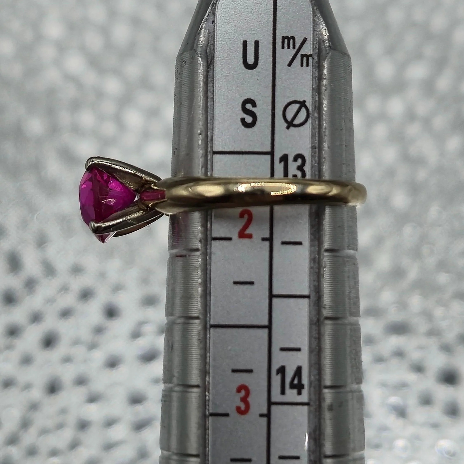 Solid 14K Yellow Gold Ring with Ruby – Size 1.75 - image 3