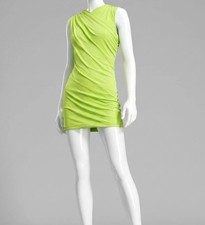 Versace Women's Green Crossover Draped Jersey Mini Dress Size 44