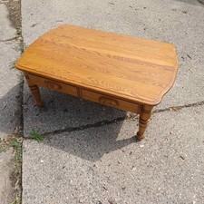 Vintage A A Laun Furniture Wood Coffee Table w Drawer Made in USA