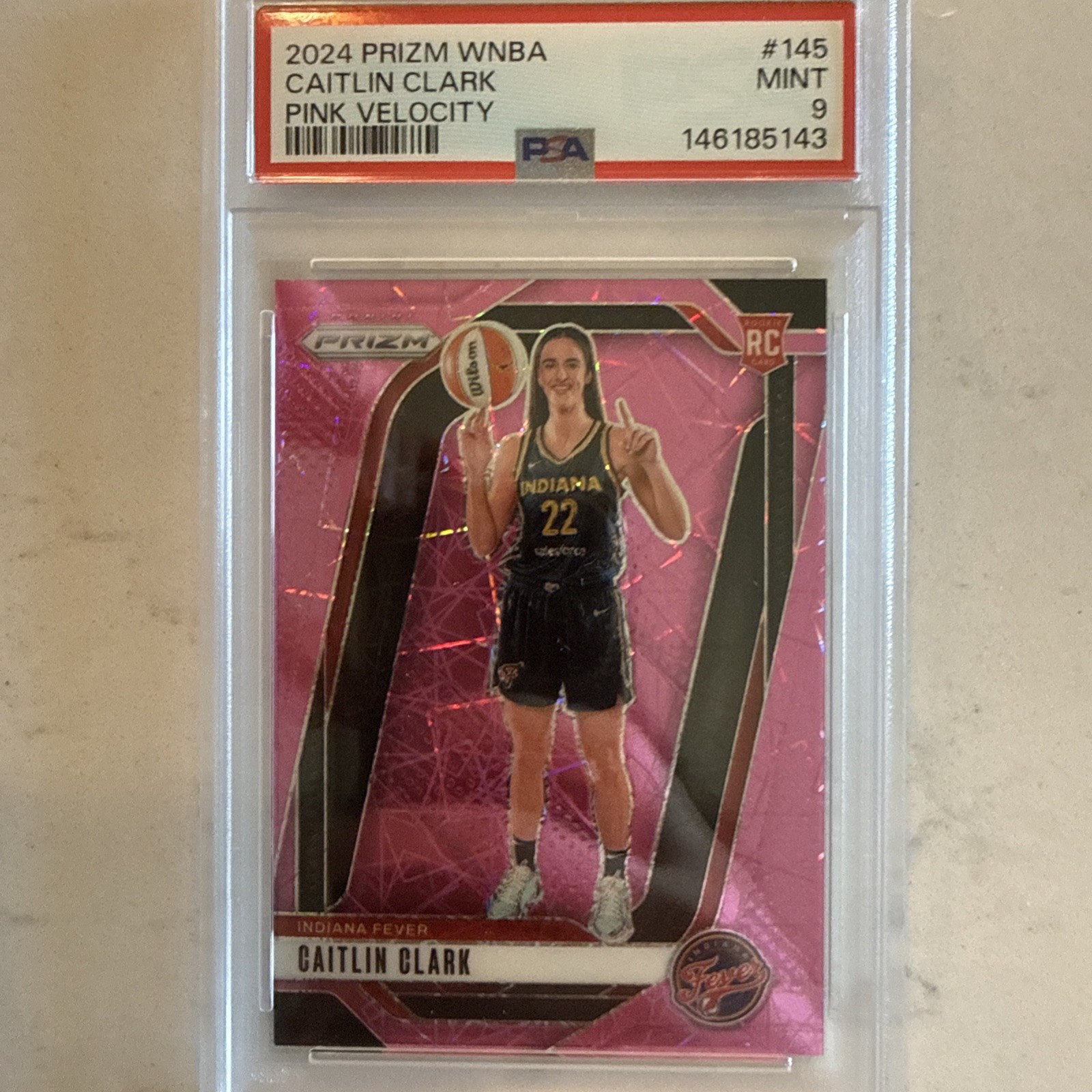 Caitlin Clark Rookie Prizm /79 pink Velocity Psa 9