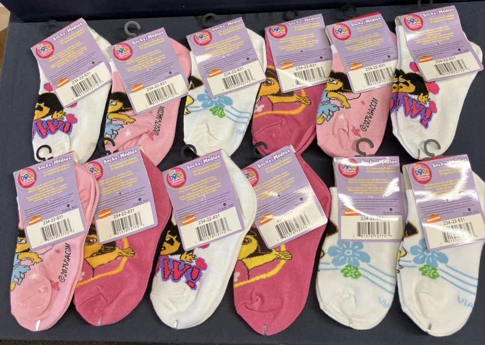 12 Pairs DORA The Explorer Socks Medias 4-6 Multicolor Nickelodeon - Image 3 of 4