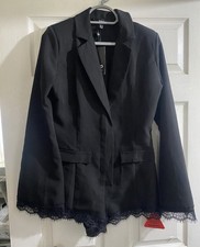 Ego Blazer Lace Trim Plunge Playsuit Size 12 BNWT