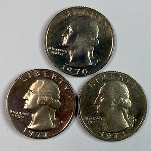 1970, 1971, 1973 Washington Quarters Lot of 3 UNC Coins