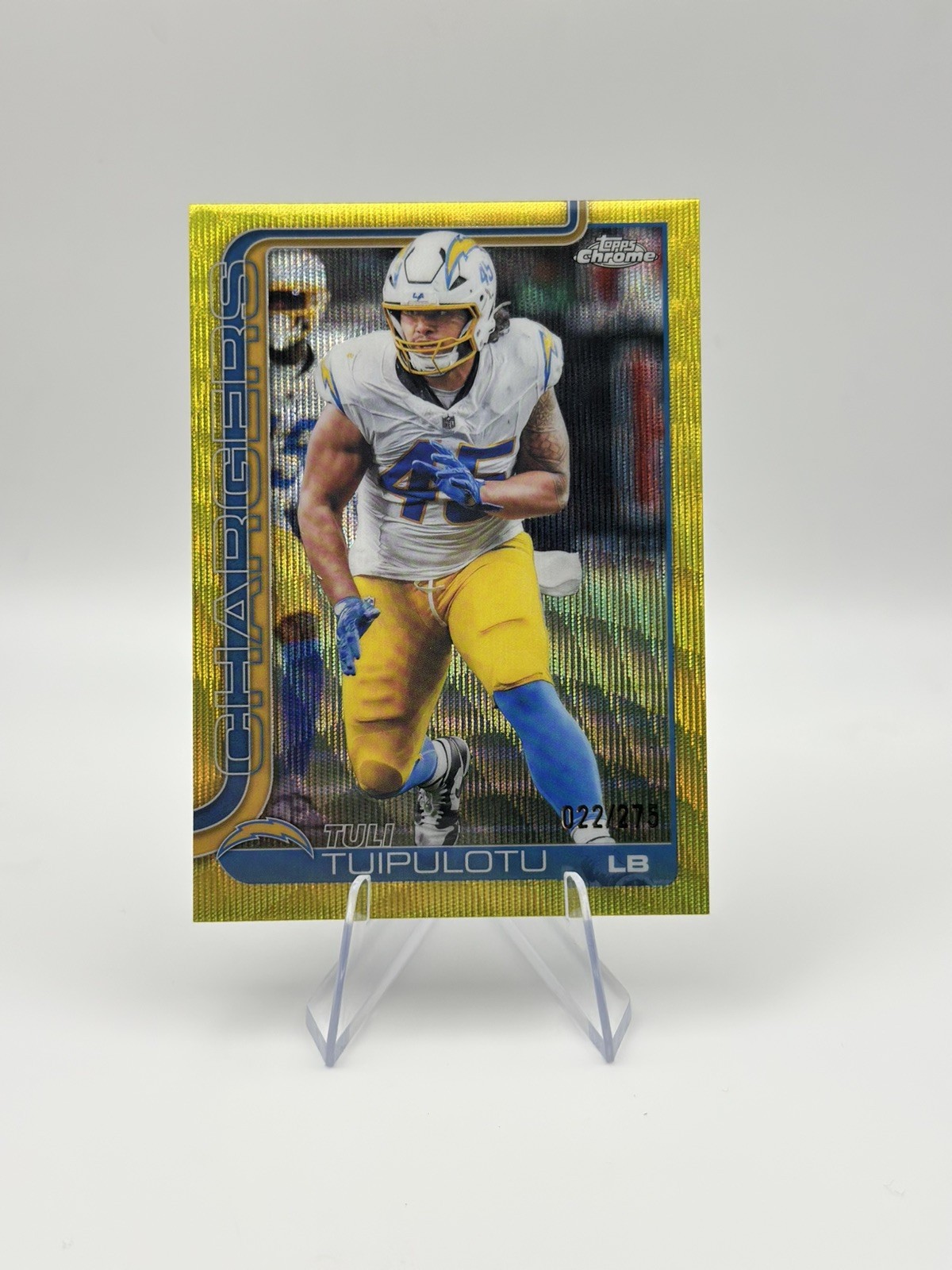 2025 Topps Chrome Football Tuli Tuipulotu /275 Yellow Wave Refractor #163