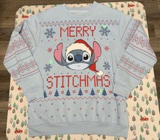 Disney Stitch Merry Stitchmas Christmas Light Up Adult Sweatshirt Unisex Sz L