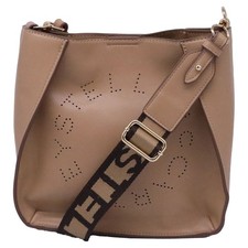 Stella Mccartney Perforated Logo In Brown Polyurethane Women Ochre One Size