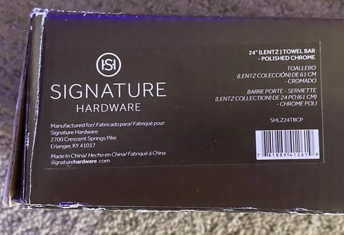 Signature Hardware 24" Lentz Towel Bar Polished Chrome SHLZ24TBCP - Picture 4 of 9