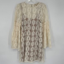 Michael by Michael Kors Off White Lace Boho Flare Bell Sleeves Cottage Dress