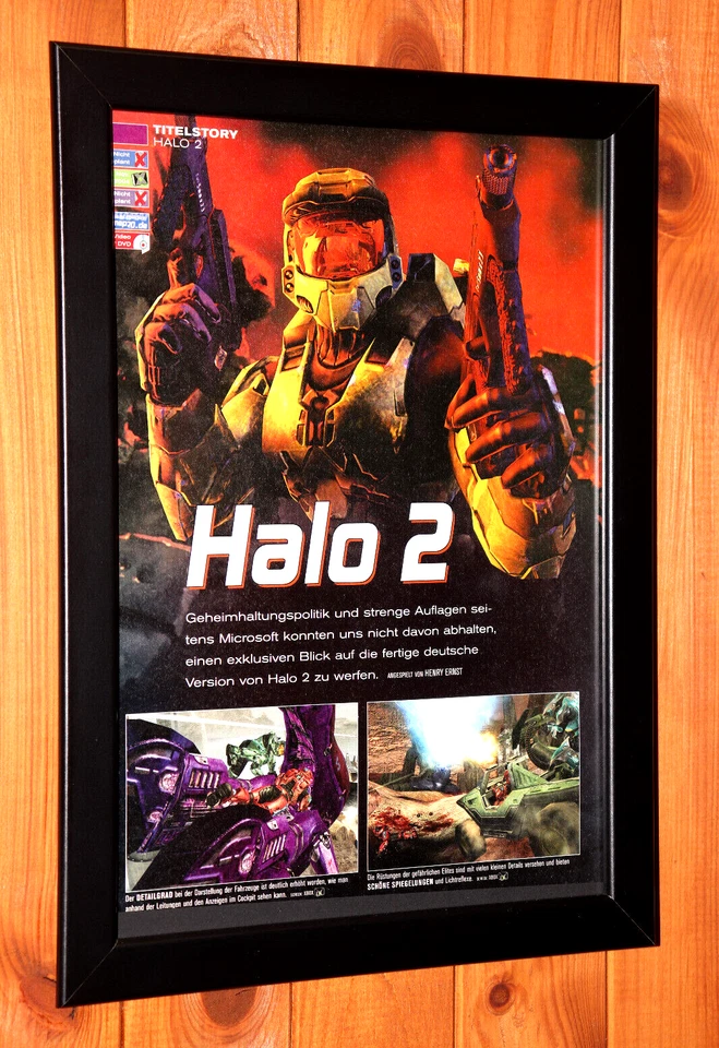 Halo 2 Xbox Promo Rare Small Vintage Werbeblatt Poster / Ad Page Framed - Bild 3 von 4