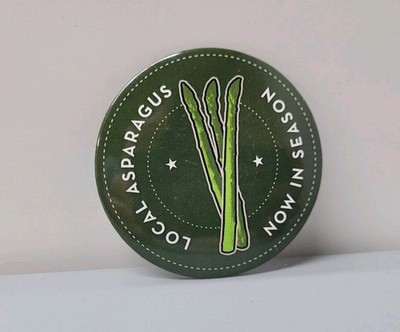 Vintage Local Asparagus In Season Pinback Button Farmers Market Farm