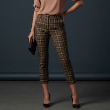 ADAM LIPPES Women's PLAID Crop Pant in Double Face Wool SIZE 2 petite