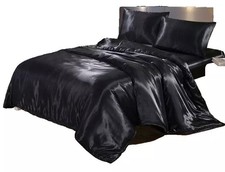 Elegant Antique Gold Black 7-Piece Bed-in-a-Bag Set Queen King Satin Duvet