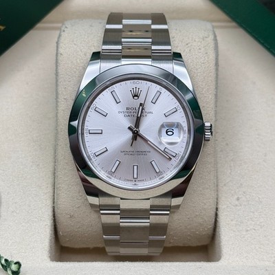 Rolex Datejust 41 NEW 2026 Silver Index Dial Stainless Steel Smooth Bezel Oyster