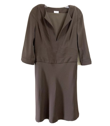 Valentino, Vintage Valentino Roma Size 44/8 Knee Length Fit & Flare Dress Brown Stretches