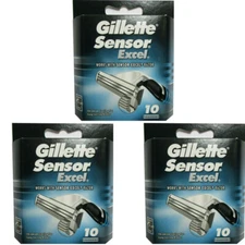 30 Count Gillette Sensor Excel Razor Blade Refill Cartridges