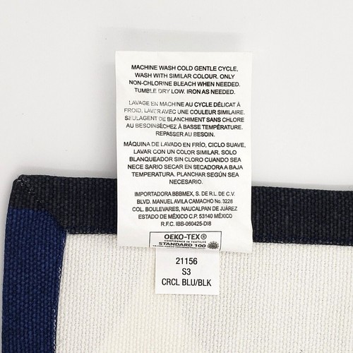 Bed Bath & Beyond Table Runner 100% Cotton Circle Design Blue/Black 14”x72” NEW - Picture 12 of 12