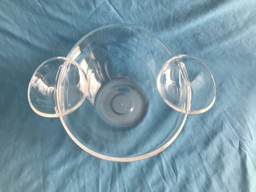New 3 Piece Cucina Vita Clear Plastic Oval Chip & Dip Set Oval Salad Bowl - Picture 3 of 10