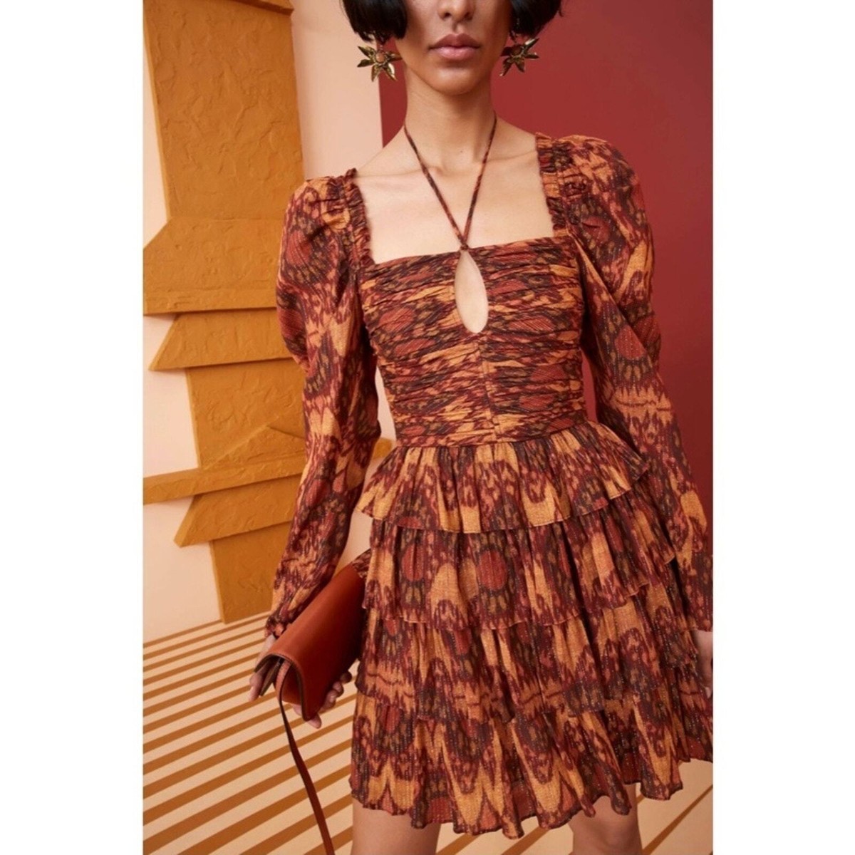 knee length dresses for ladies Misha Ember Wrapped Mini Dress - Cherry main image 1
