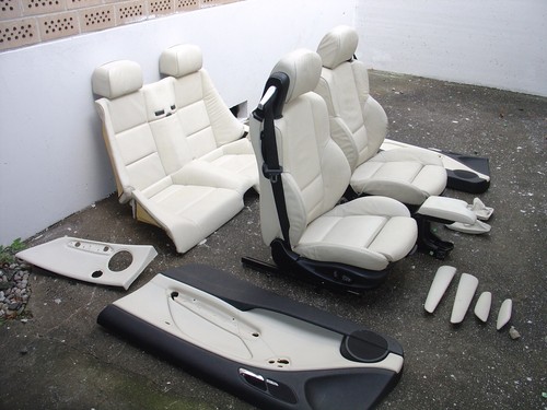 Inkl UMBAU BMW E46 Cabrio Lederausstattung palladium Sportsitze Innenausstattung