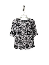 Blusa donna Lauren Ralph Lauren nera bianca manica corta 100% lino taglia large