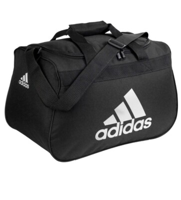 Adidas Diablo Duffel Bag BLACK WHITE LOGO ZIP TOP Fits Gym