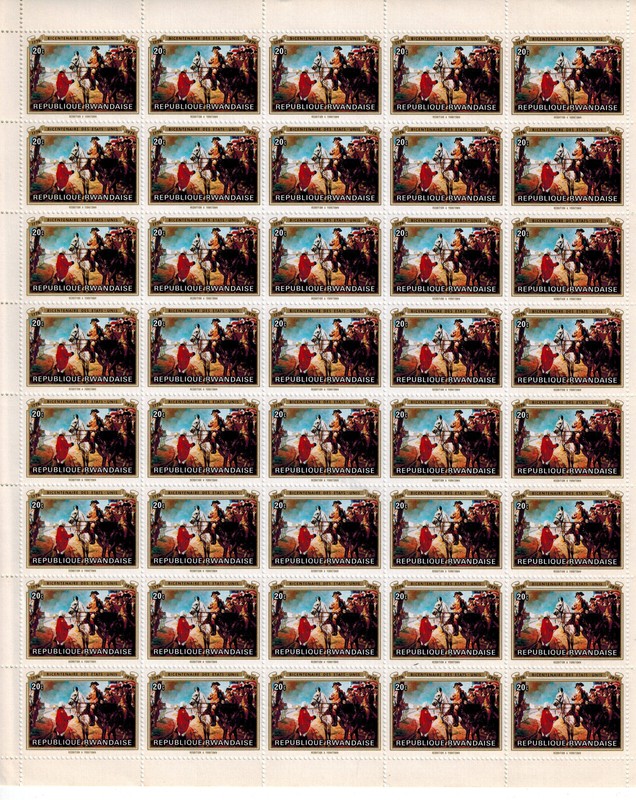 Rwanda Sheet of Stamps Scott 722a - MNH- Surrender at Yorktown