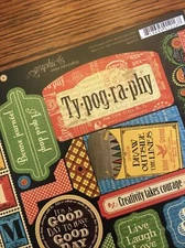 GRAPHIC 45 Typography 12x12 Cardstock Sticker Sheet New Scrapbooking Card Making