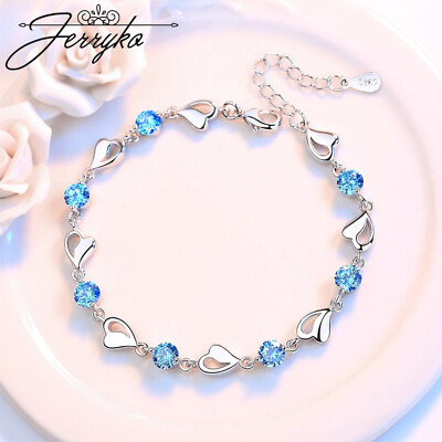 Damen Armband 925 Sterling Silber Herz Kette Frauen Geschenk Schmuck Verstellbar