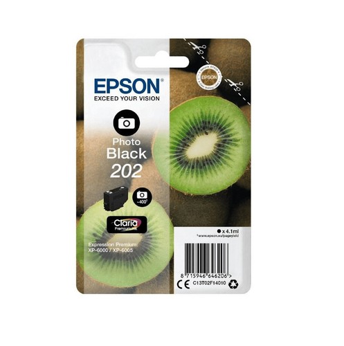 1 x Original Epson 202 foto schwarz XP-6000 XP-6005 XP-6100 XP-6105 DATUM 08/202