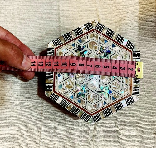 Egyptian Handmade Wood Jewellery Box Inlaid Mother of Pearl (4"x4") Handcrafted - Bild 9 von 10