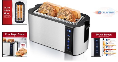 4 Slice Toaster Stainless Steel Extra Wide Slots Countdown Timer Bagel Defrost - Picture 2 of 9