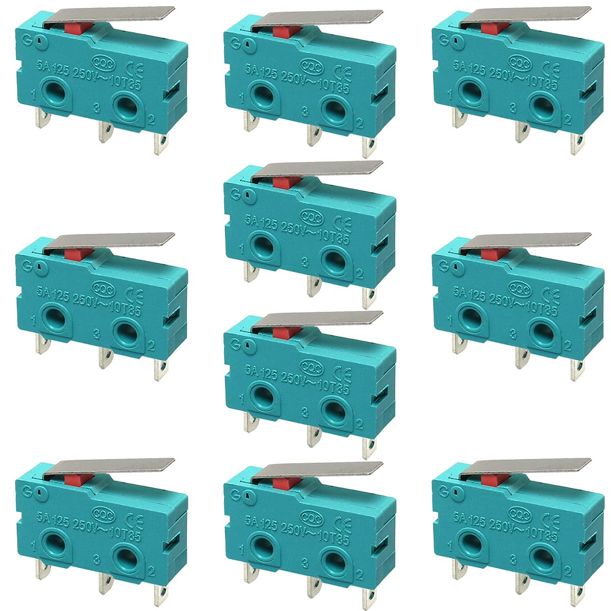 10PCS KW4-3Z-3 Micro Switch KW4 Limit Switch 3Pin 5A 125V Hinge Lever DC N/O N/C