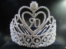 90th Birthday Party Wedding Anniversary Rhinestone Heart Tiara Crown Headpiece