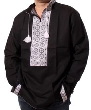VYSHYVANKA Black white Ukraine Embroidery Linen SHIRT