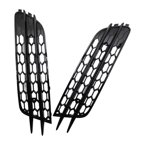 Pair Black Front Bumper Fog Light Lamp Cover Grille Grill For Audi A6 C7 2011-15 - Picture 12 of 12