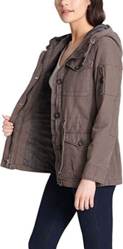 Levi's Women's Cotton Four Pocket Hooded Field Jacket - Gray - 1XL - Picture 3 of 7