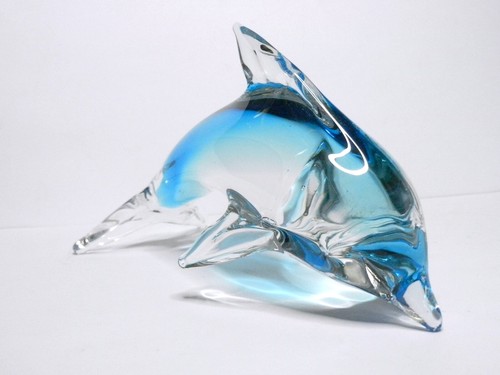 Glass Dolphin Blue & Clear Figurine Elegant Ocean Holiday Home Decor Porpoise d3 - Picture 9 of 15