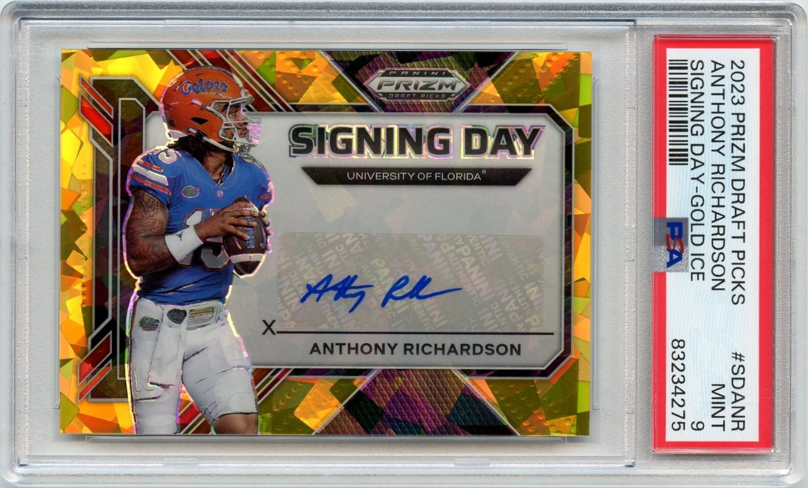 Anthony Richardson Panini Prizm Draft Picks Signing Day #SDANR Gold Ice