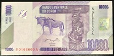 CONGO-10000 FRANCS-2006-SERIAL NUMBER 0166600-PICK 103a , UNC .