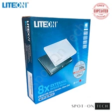 LITE-ON 8x External DVD/CD Writer Drive Black eBAU108 Ultra Slender M-Disc 2022