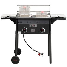 Outdoor Propane Deep Fryer,Dual Tank with Dual Independent Cast Iron Burners