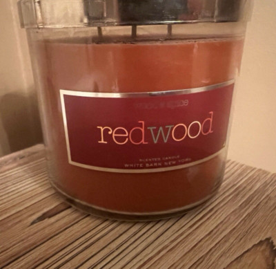Bath & Body Works White Barn REDWOOD 3 Wick Jar Candle 14.5 oz NEW! VINTAGE