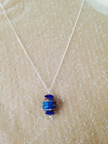 Globe necklace Clay bead pendant Handmade - Picture 3 of 3