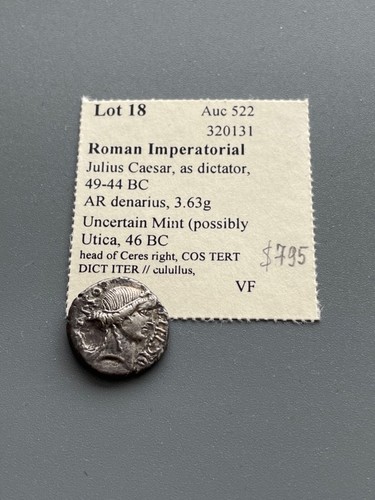 Julius Caesar AR Denarius Silver Venus Coin 48 BC bought from Stephen Album - Picture 5 of 6