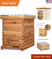 10-Frames Complete Beehive Kit, 100% Beeswax Coated Bee Hive includes Beehive...