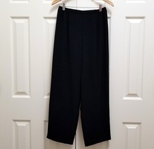 Women's Talbots Pull On Elastic Waist Straight Leg Black Dress Pants Trousers 8