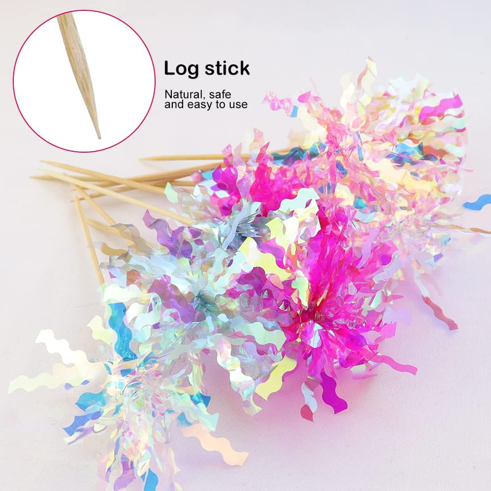 10 Pcs Happy Birthday Cake Toppers Foil Firework Cupcake Toppers